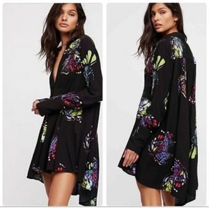 NWT Free People Field of Butterflies Printed Hi-Lo Tunic Size Small